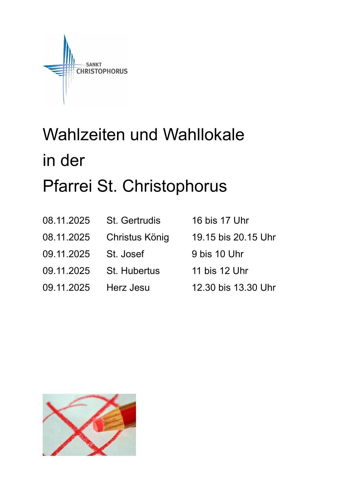 Wahlzeiten und Wahllokale (c) St. Christophorus