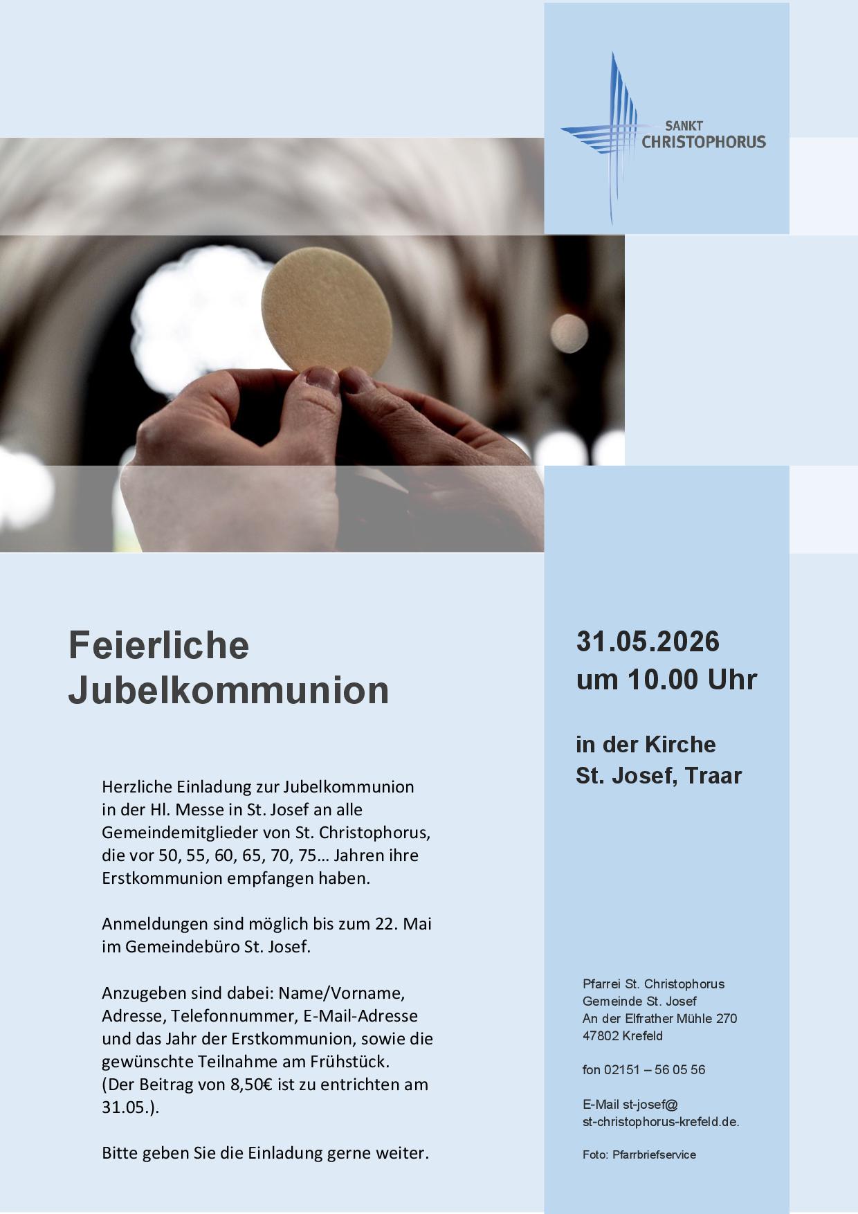 2026-05-31 Poster Jubelkommunion (c) St. Christophorus