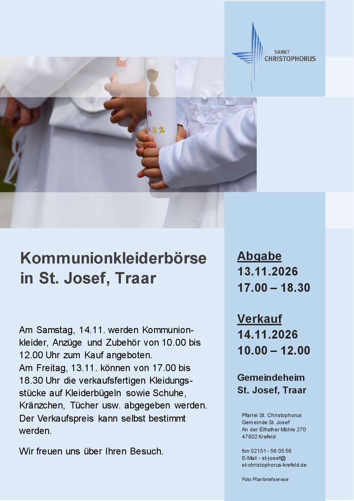 Kommunionkleiderbörse 13.-14.11.2026 (c) St. Christophorus